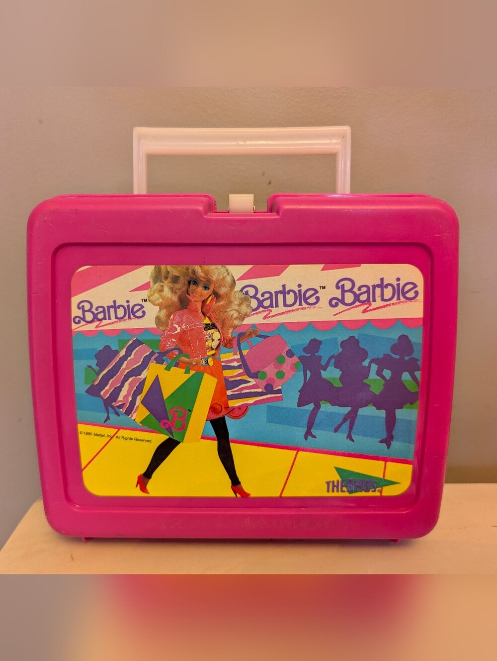 Vintage 1990 Thermos Brand Barbie Shopping Lunch Box